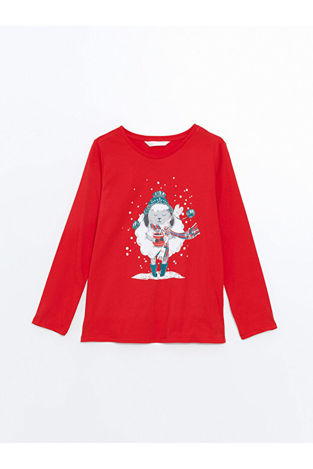 Bisiklet Yaka Yılbaşı Temalı Kadın Pijama Takımı - 6