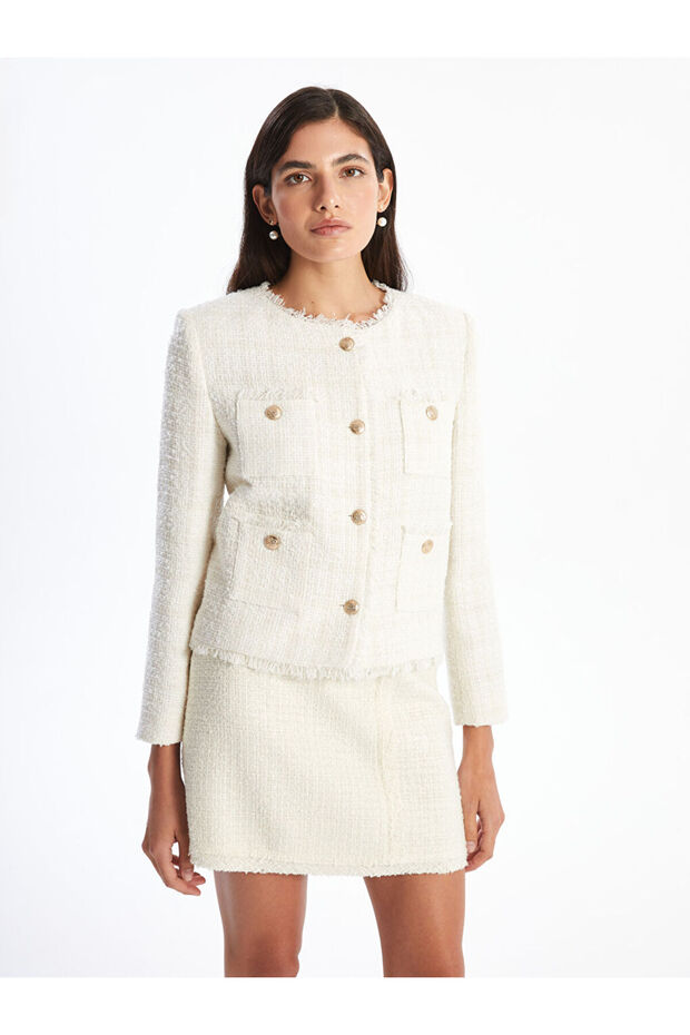 LCW Bisiklet Yaka Dokulu Kadın Tüvit Ceket - 1