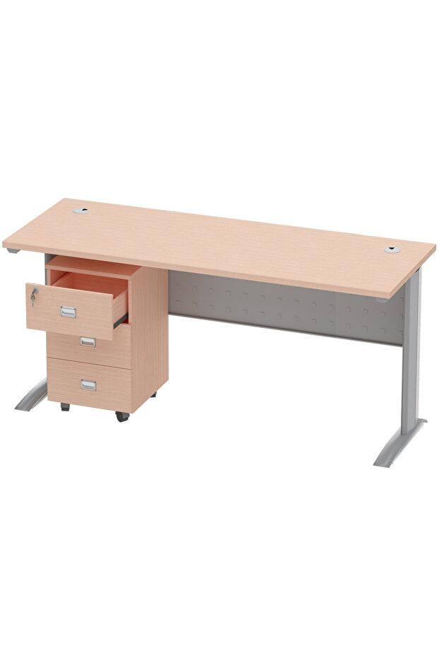 Stazion 1410 Modern Office Desk Oak with Drawers