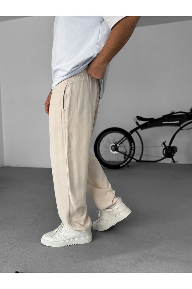 Bej Duble Kumaş Baggy Pantolon KE-7000 - 5