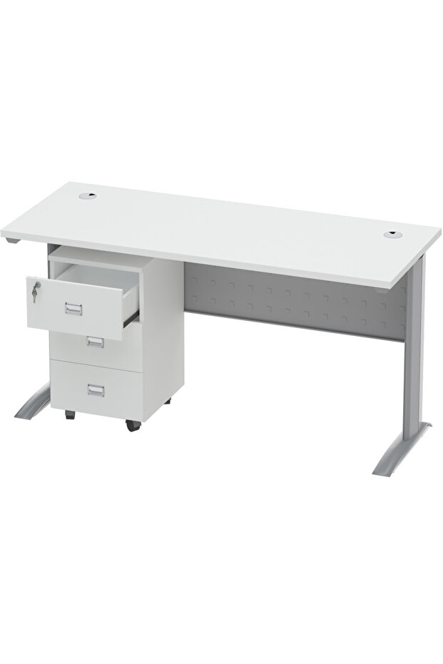 Stazion 1210 Modern Office Desk White with Drawers