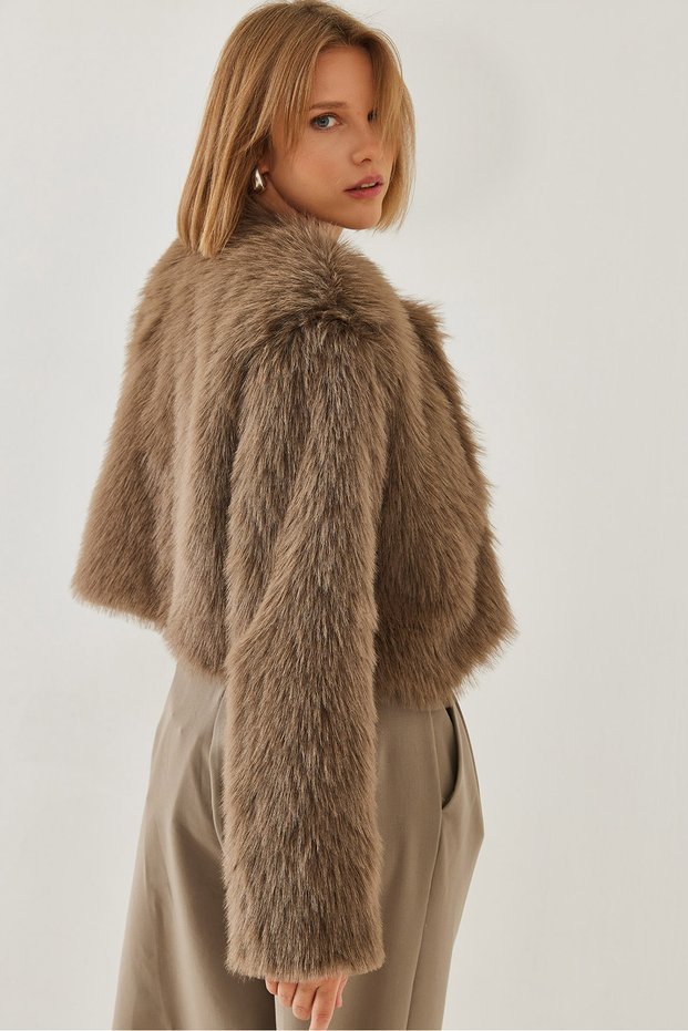Women's Brown Faux Fur Lined Coat 38119 60251968