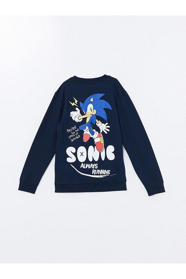 LCW Kids Bisiklet Yaka Sonic Baskılı Uzun Kollu Erkek Çocuk Sweatshirt (W4) - 3