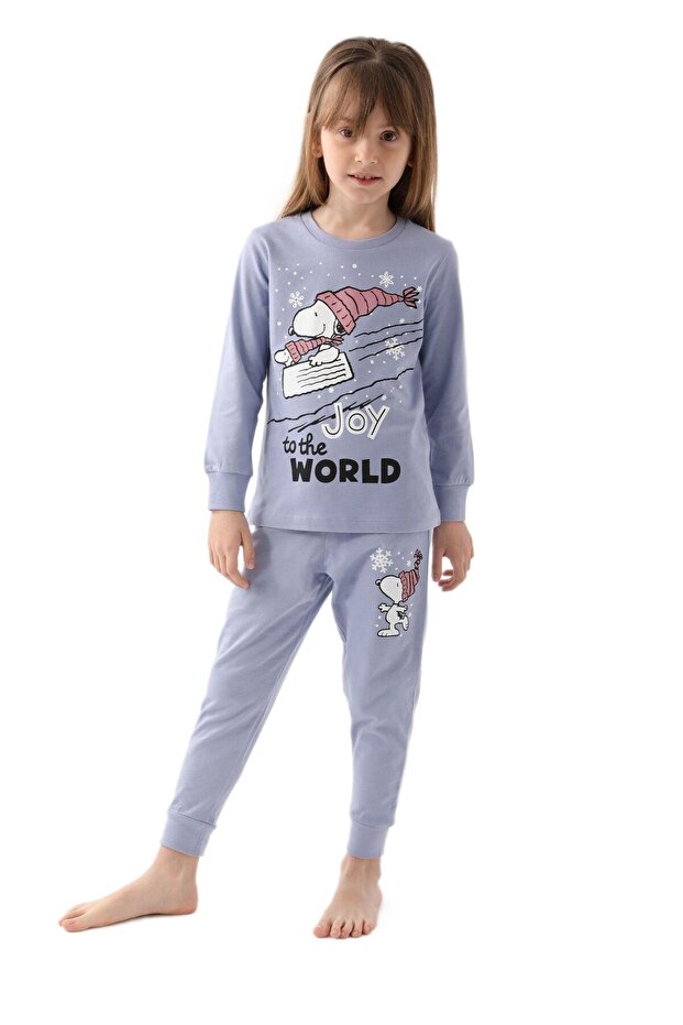 Devojčički indigo pidžama set sa Snoopyjem - 1613 - 1