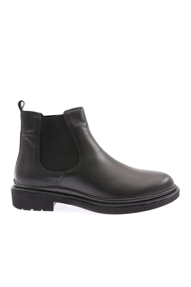 5029-1 Men's Rubber Sole Chelsea Boots Black Analine Genuine Leather