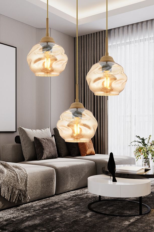 Darko 3lü Yuvarlak Eskitme Modern Sarkıt Oturma Odası Salon Sarkıt Avize - 1