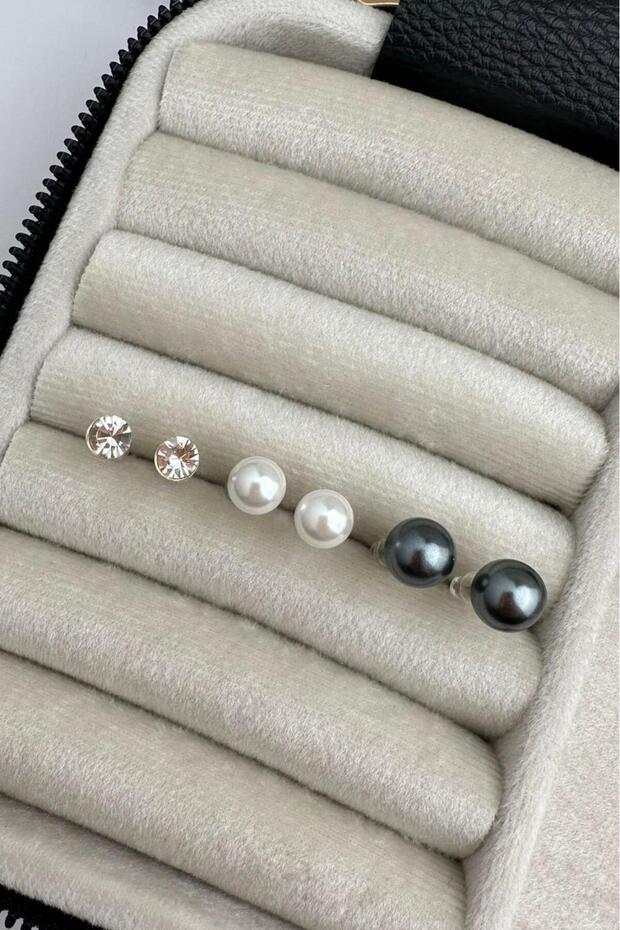 مجموعة أقراط متعددة اللؤلؤ - 1