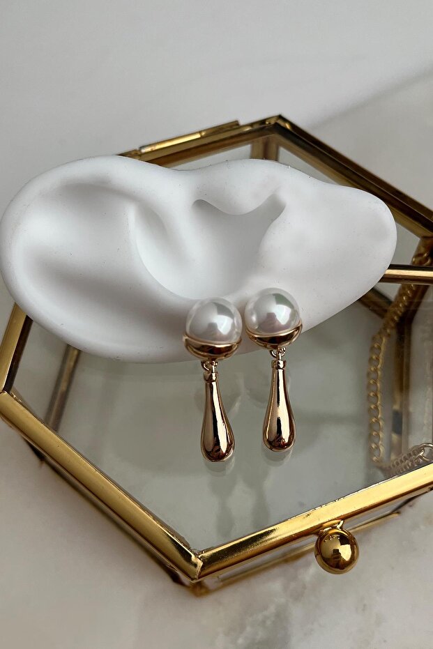 أقراط متدلية بتفاصيل اللؤلؤ - 1