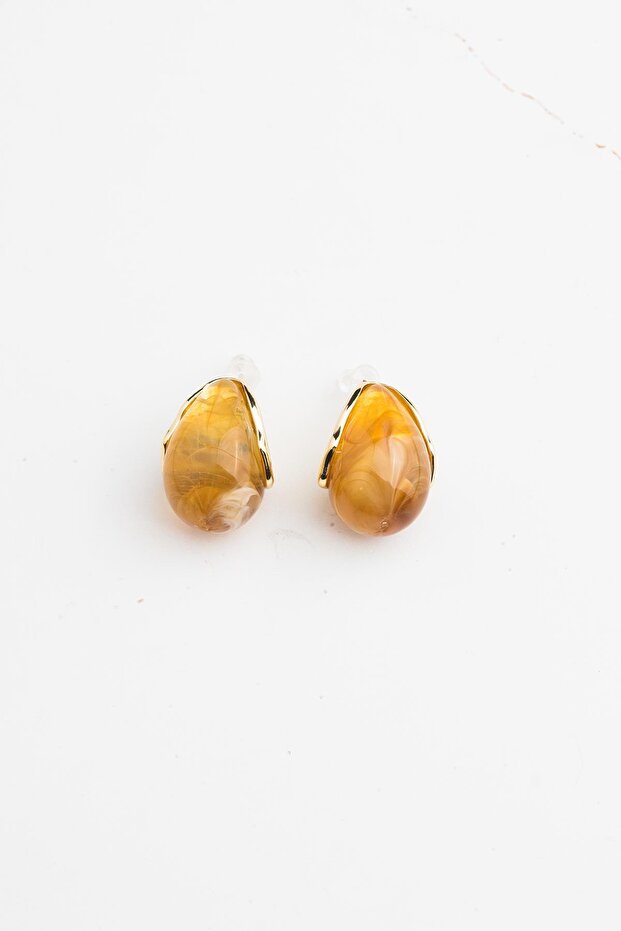 أقراط متدلية من الأكريليك الذهبي - 4