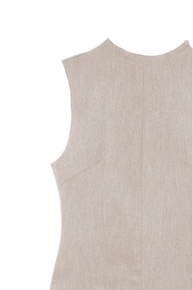 Bej Midi Boy Elbise - 8