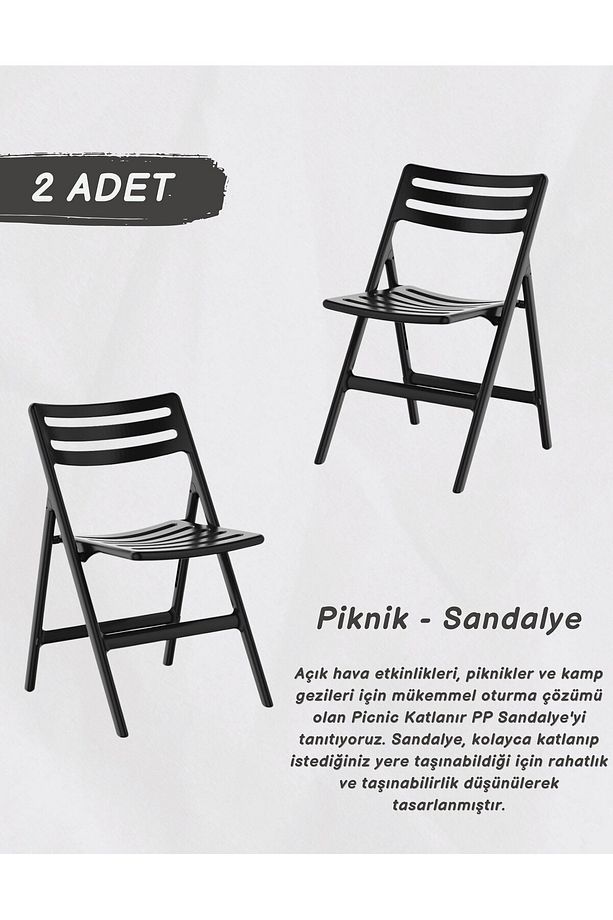 PİKNİK KATLANABİLİR SANDALYE 2 Li Set - 3