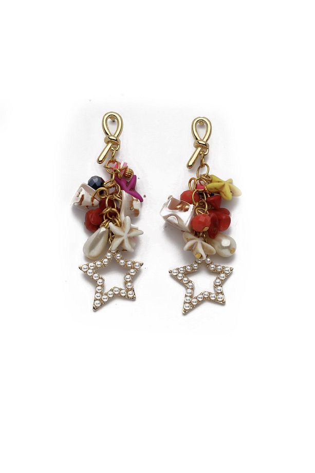Deniz Kabuğu Renkli Sallantılı Küpe (7CM) - 2
