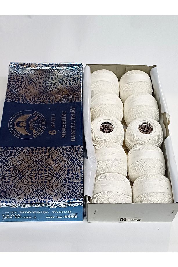 6 Katlı Dantel Ipliği 50 Numara 20 gram - (10 ADET) Dantel İpi Nakış Ipi, Kanaviçe Ipi, Oya İpi - 1