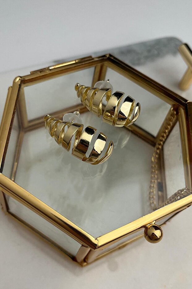 Grid Model Solid Brass Earrings(4cm) - 2