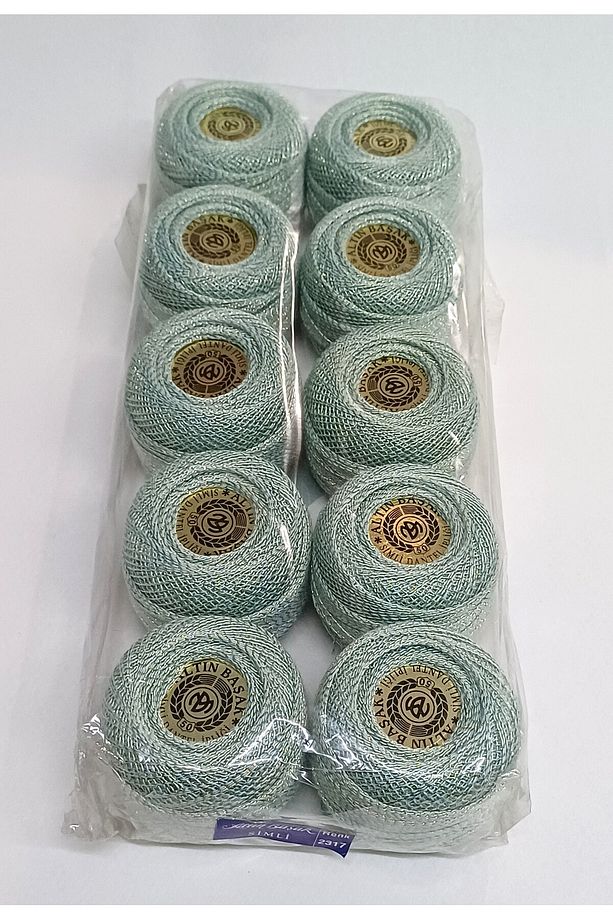 Simli Dantel Ipliği 50 Numara 20 gram - (10 ADET - RENK: 2317) Nakış Ipi, Kanaviçe Ipi, Oya İpi - 1