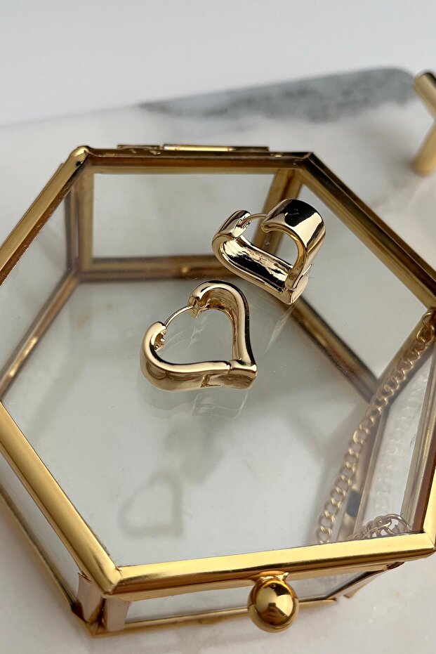 Solid Brass Heart Figured Earrings (2 cm) - 1