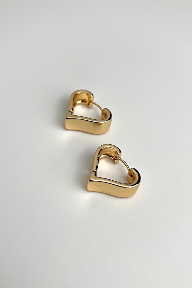 Solid Brass Heart Figured Earrings (2 cm) - 4