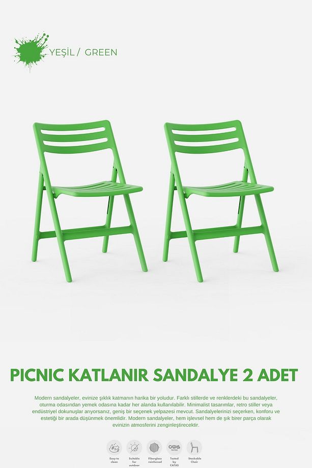 PİKNİK KATLANABİLİR SANDALYE 2 Li Set - 1
