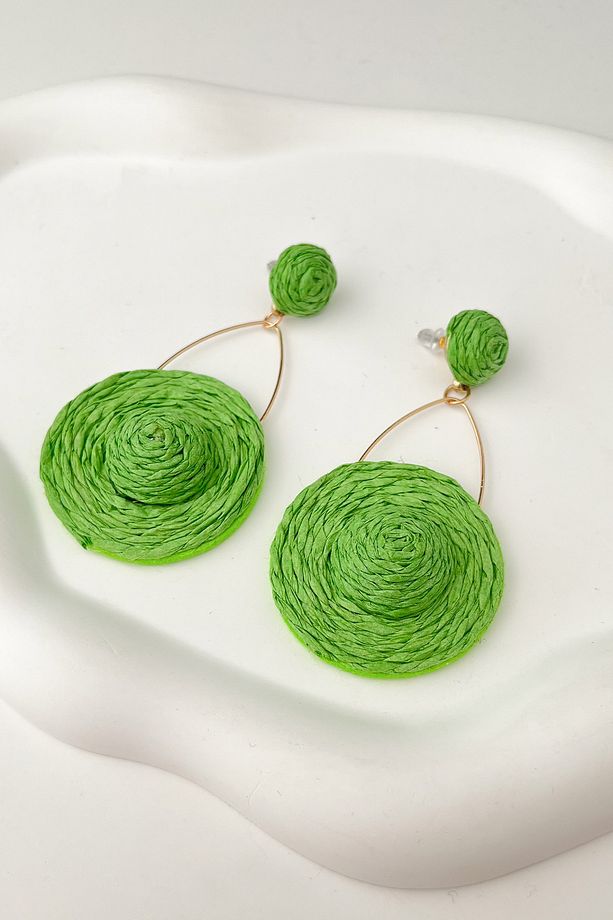 Şapka Modeli Hasır Örgü Küpe(EN:4CM BOY:8CM) - 1