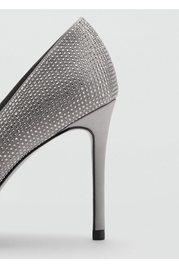 Strass taşlı topuklu ayakkabı - 5