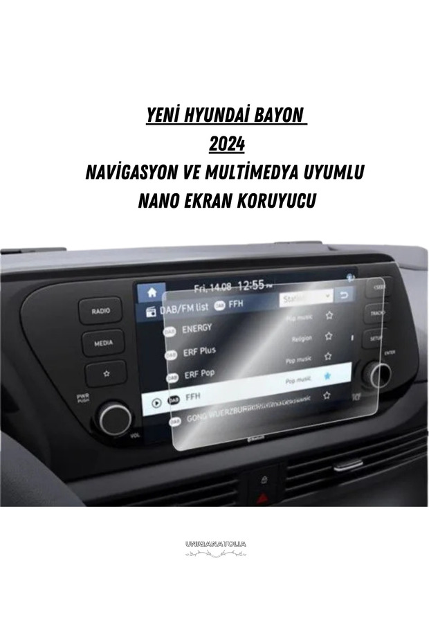 واقي شاشة نانو متوافق مع الملاحة والوسائط المتعددة Hyundai New Bayon 2024