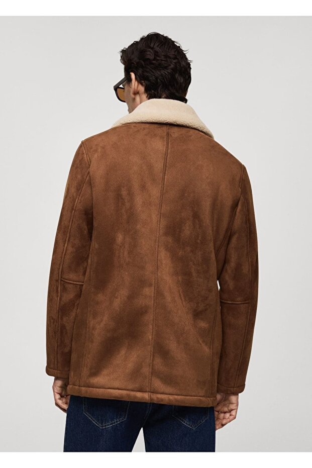 Kürklü süet görünümlü ceket - 4