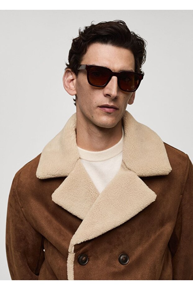 Kürklü süet görünümlü ceket - 6