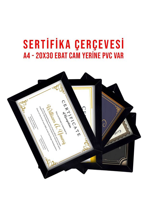 5 Adet A4 Çerçeve Siyah Pvcli 21x30 Sertifika Için Çerçeve Diploma Için Çerçeve Belge Için Çerçeve - 2