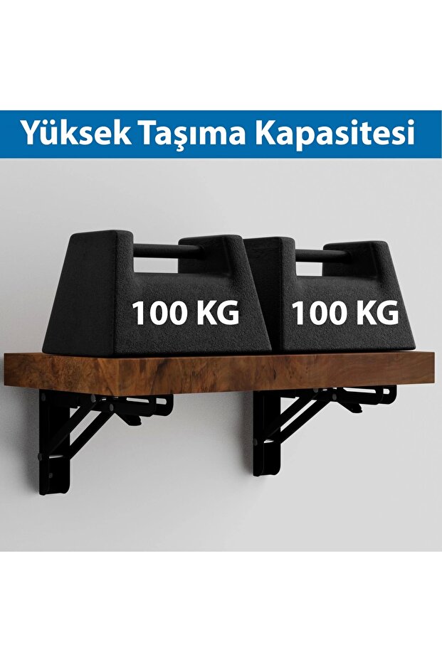 40cm Çinko 1-Takım - Mandallı Katlanabilir Masa Konsolu - Aç Kapa Duvara Monte Katlanır L Raf Ayağı - 7