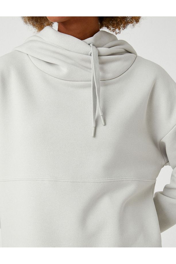 Şardonlu Kapüşonlu Basic Sweatshirt Oversize - 5