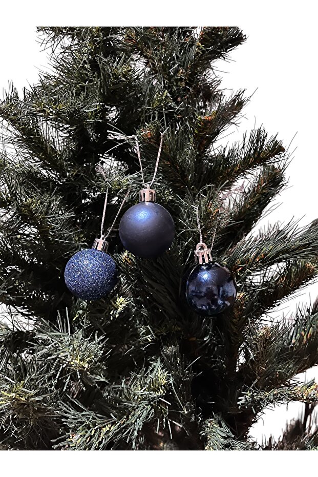 6 Pieces 4 cm Blue Christmas Ball Set in Silvery & Matte & Bright Colors
