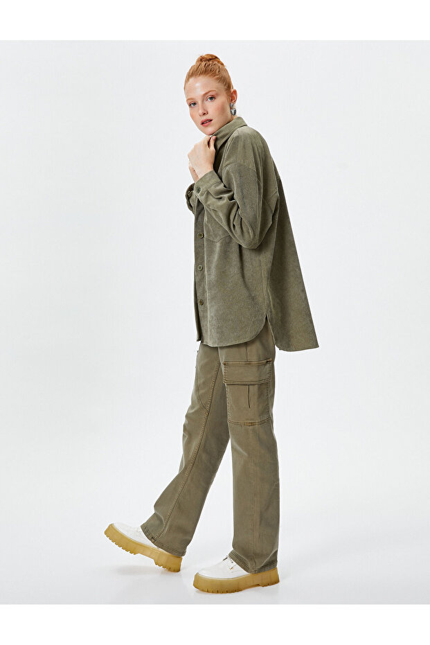Oversize Shirt Jacket Pocket Detailed Buttoned