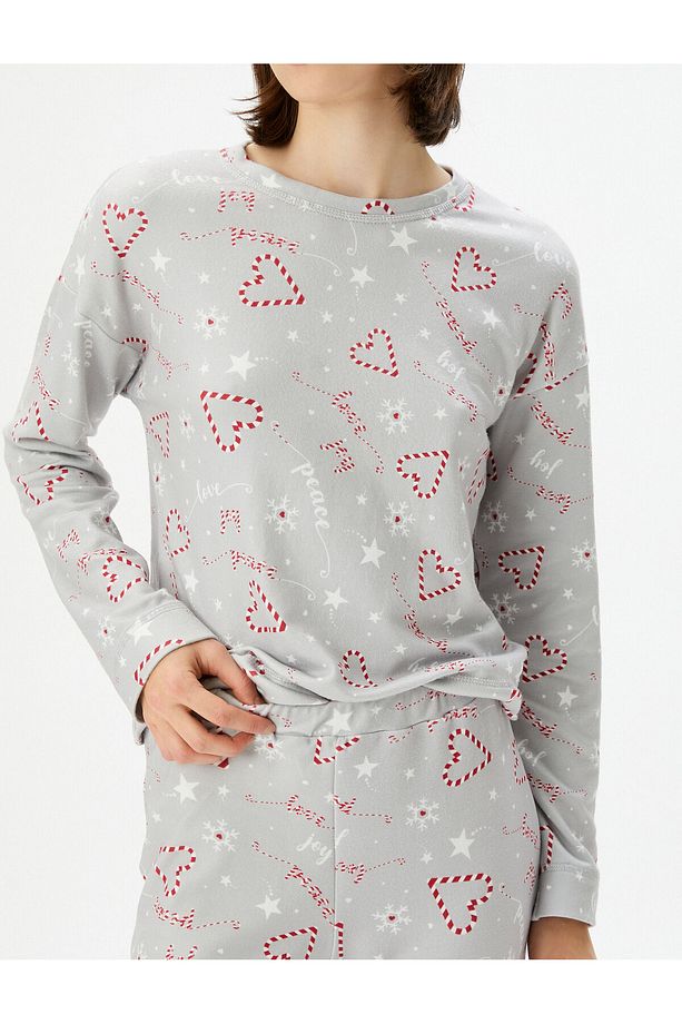 Yılbaşı Pijama Takımı Uzun Kollu Bisiklet Yaka Dar Paça - 5