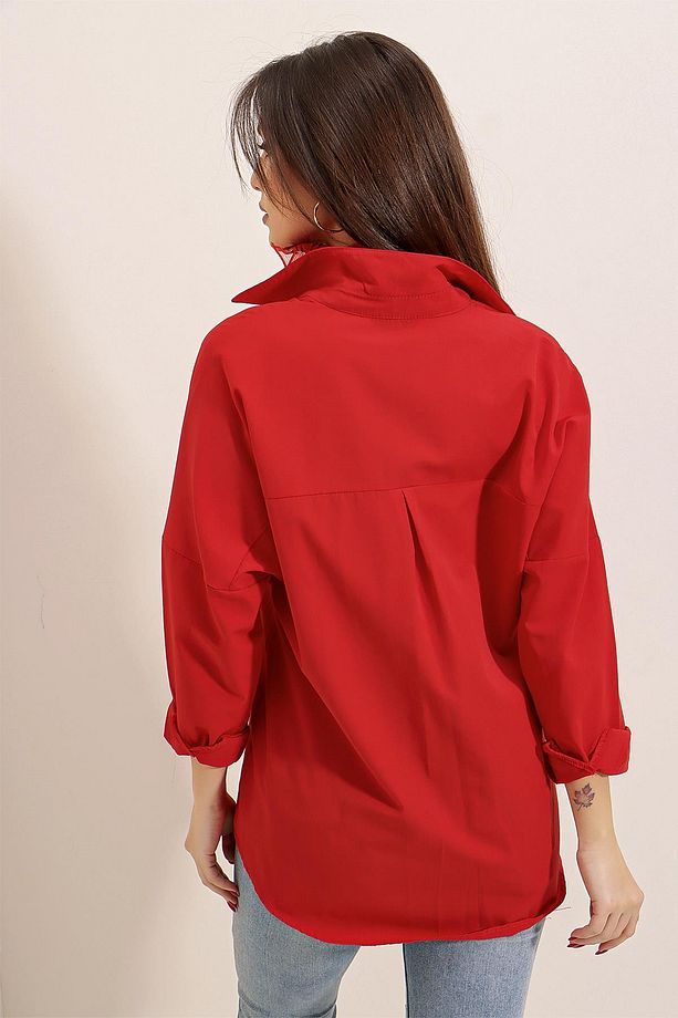 Oversize Uzun Basic Gömlek - 5