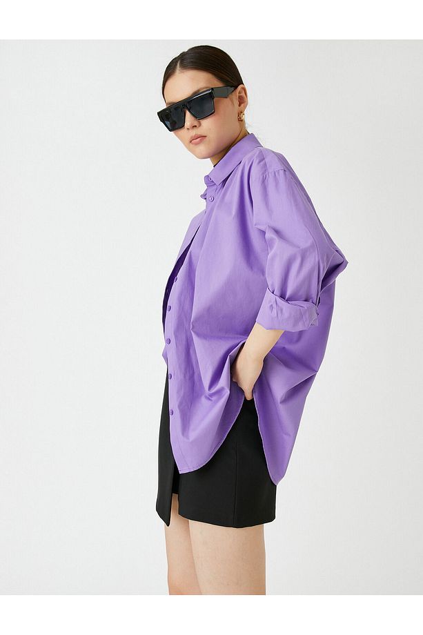 Oversize Basic Gömlek Pamuklu - 1