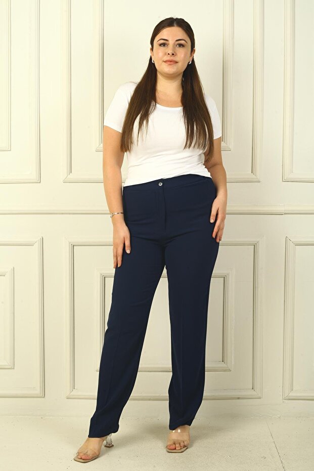 Imported Crepe Plus Size Trousers with Elastic Sides