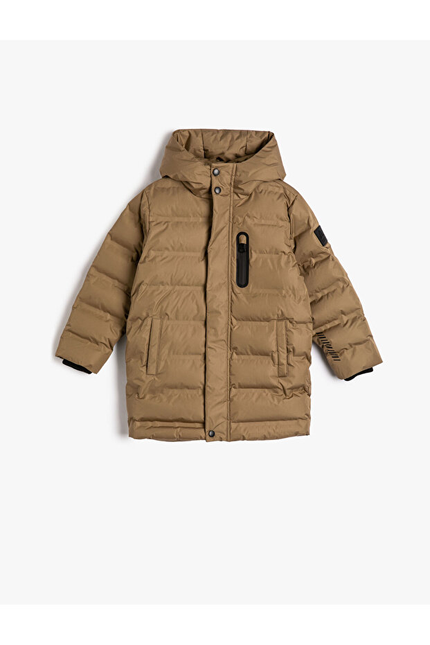 Long Puffer Coat with Fleece Lining, Quilted Hood, and Windproof Cover