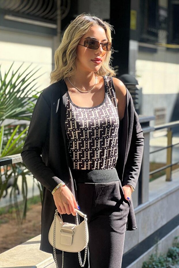 Dug rukav Krep Trostruki set crni - 2