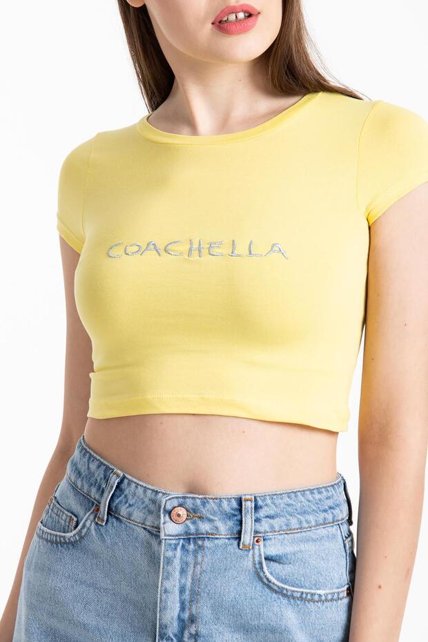 Crop top galben Coachella Basic - 2