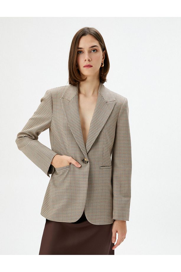 Blazer Ceket Tek Düğmeli Fleto Cepli - 3