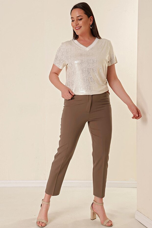 Lycra Plus Size Trousers with Elastic Waist