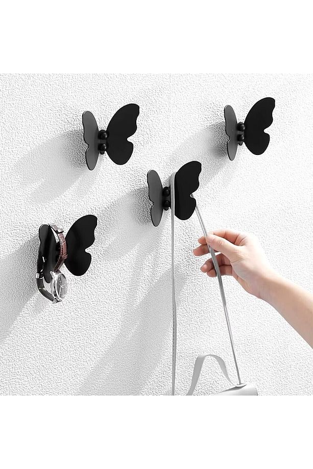 2'li set Dekoratif Metal askılık banyo mutfak askısı portmanto askısı siyah - 1