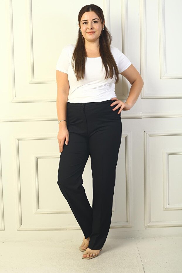 Imported Crepe Plus Size Trousers with Elastic Sides