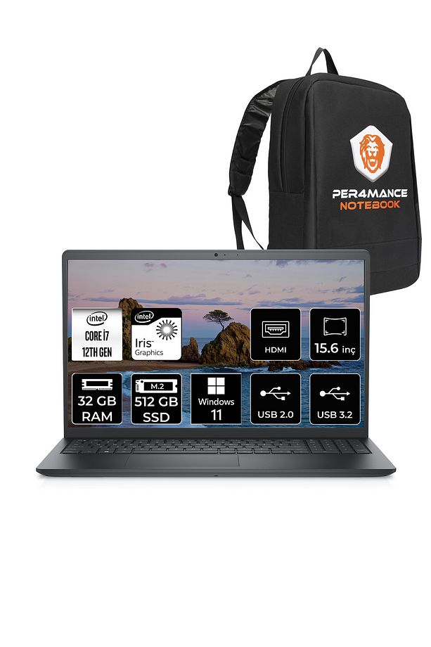 Vostro 3520 Intel Core i7 1255U 32GB 512GB SSD 15.6" FHD W11P & PER4 Çanta - 1