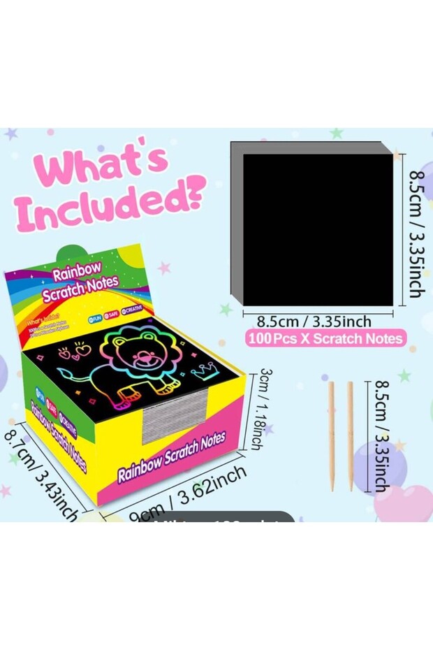 not kağıdı-rainbow scratch notes-5 adet - 5