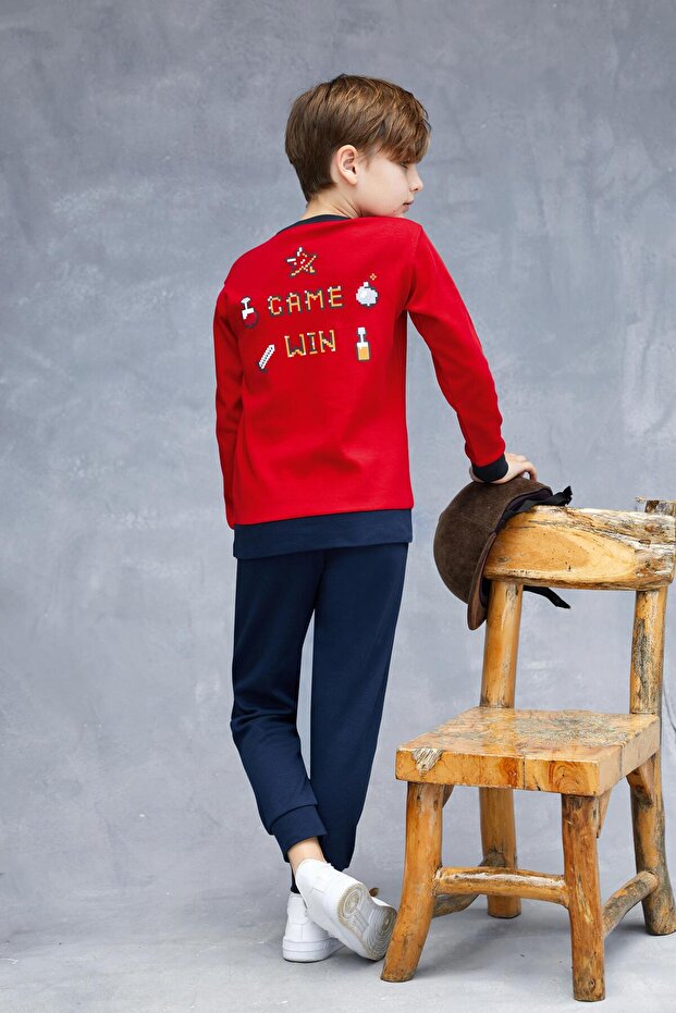 طقم بيجامة شتوية للأولاد - أحمر - 2
