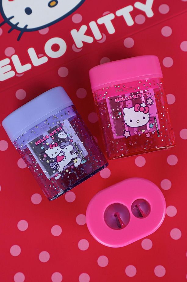 YENİ SEZON LİSANSLI HELLO KITTY "2 ADET " ÇİFT BIÇAKLI OVAL KALEMTRAŞ - 3