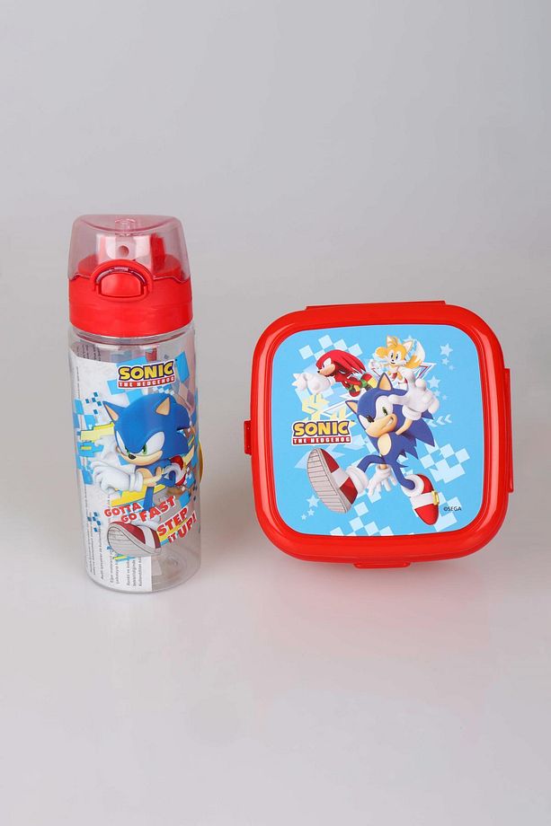 LİSANSLI SONIC 2 KATLI BESLENME KUTUSU / LUNCH BOX VE 500 ML TRITAN MATARA 2'LİSİ - 1