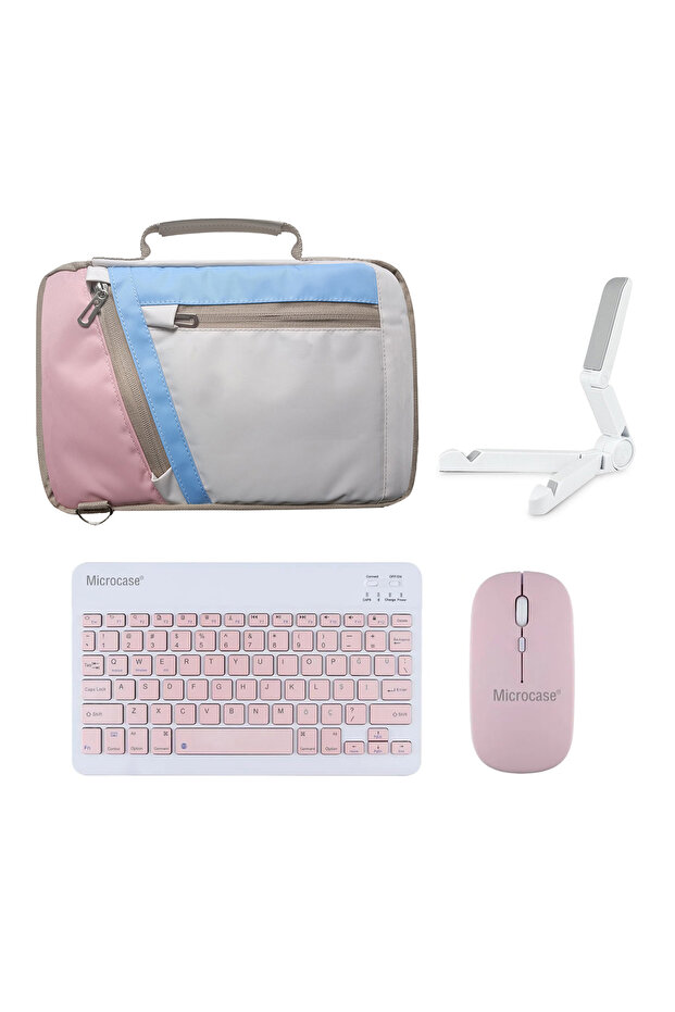 Huawei Matepad Pro 12.2 Papermatte Edition ile Uyumlu Çanta+TR BT Klavye+Mouse+Standı- Pembe AL4382 - 1