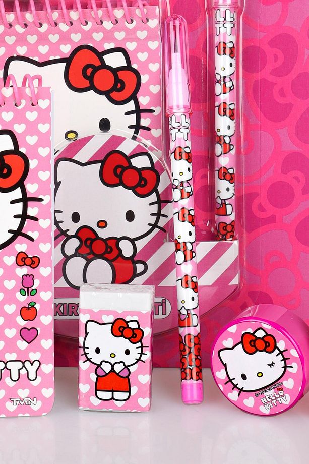 LİSANSLI HELLO KITTY 4'LÜ KIRTASİYE SETİ NOT DEFTERİ,GEÇMELİ KURŞUN KALEM,SİLGİ VE KALEMTRAŞ - 3